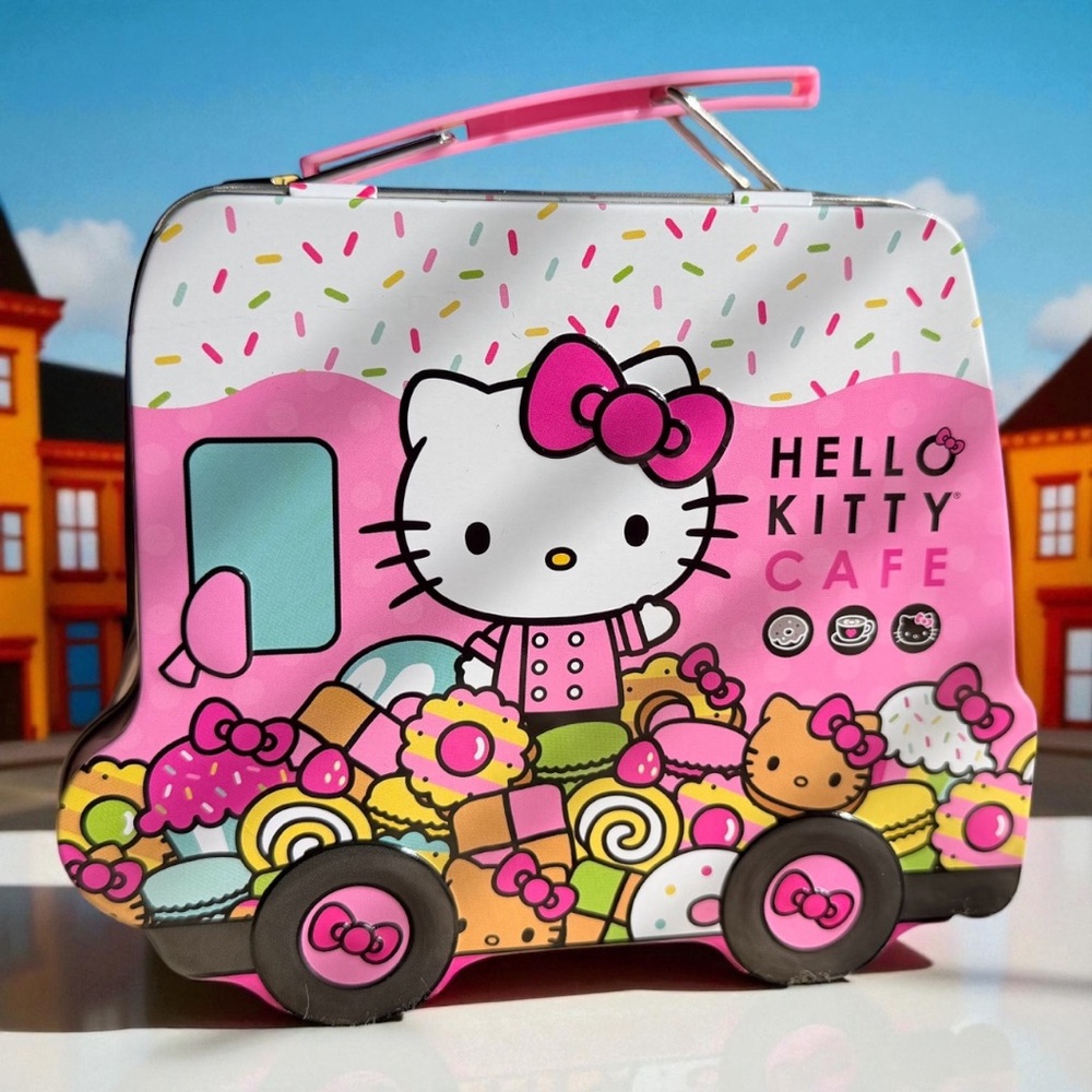 Hello Kitty Cafe Sanrio Exclusive Pink Bus Tin Lunch Box My Melody Limited